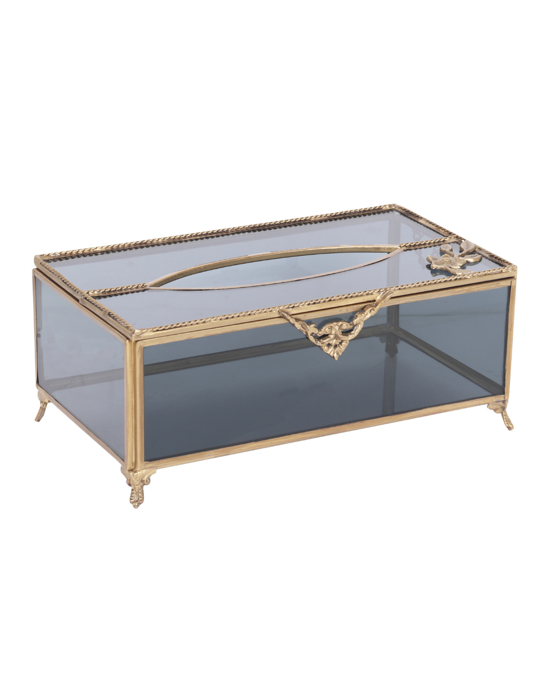 Glass and brass keepsake box — original product on white