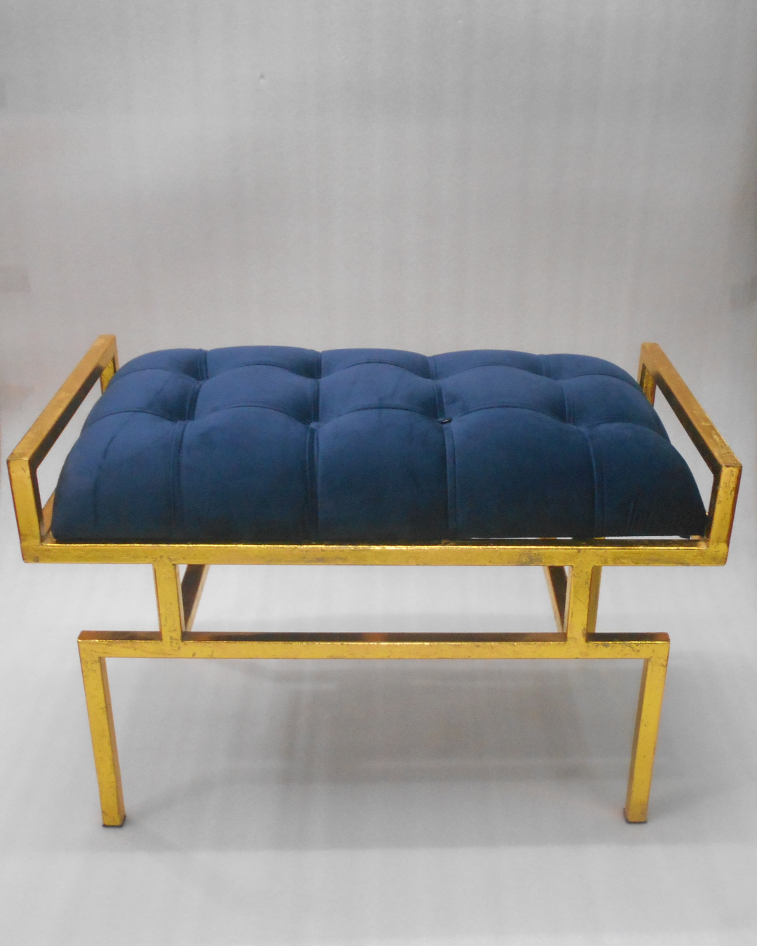 Blue velvet bench — original product on white
