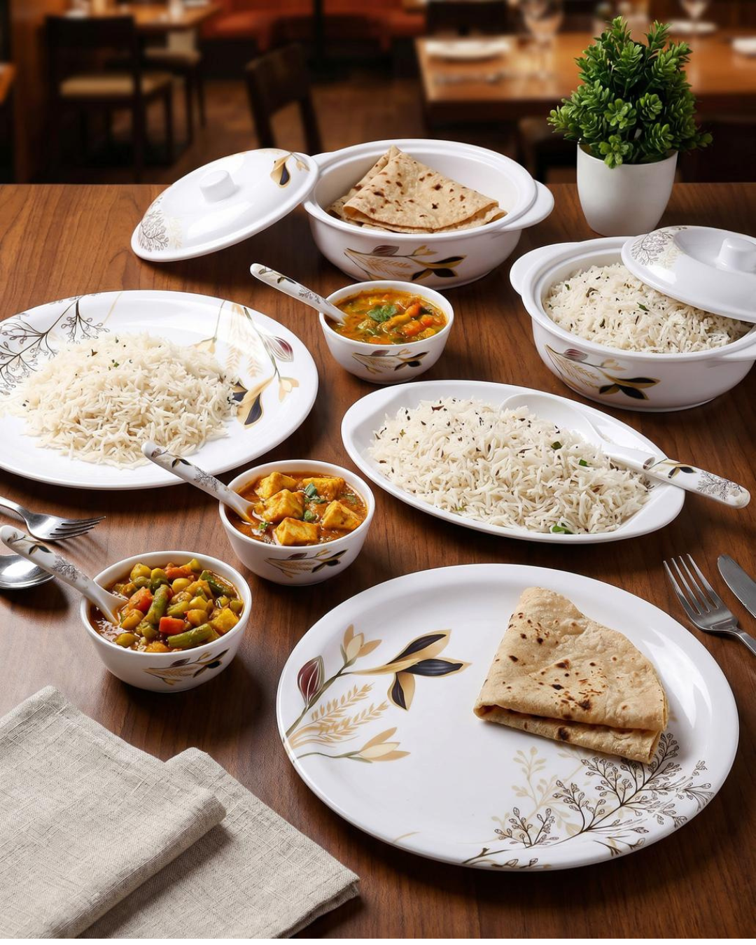 Plated food in the tableware collection
